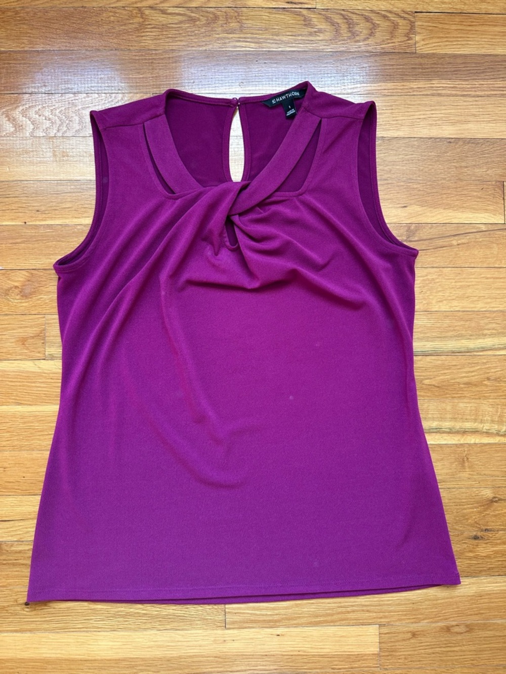 41 Hawthorn Sleeveless Twist-Neck Tank in Deep Magenta